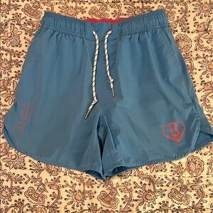 Baseball Lifestyle 101 Athletic Shorts with Pink Logo and Baby Blue color YL